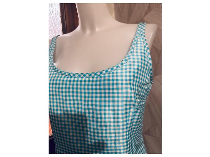 Autre Marque Novo vestido de verão de seda por Rebecca Moses Branco Turquesa - vista 4