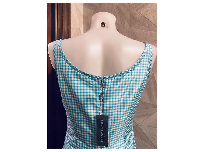 Autre Marque Novo vestido de verão de seda por Rebecca Moses Branco Turquesa - vista 5