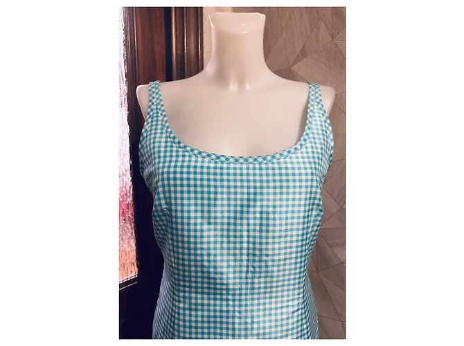 Autre Marque Novo vestido de verão de seda por Rebecca Moses Branco Turquesa - vista 6