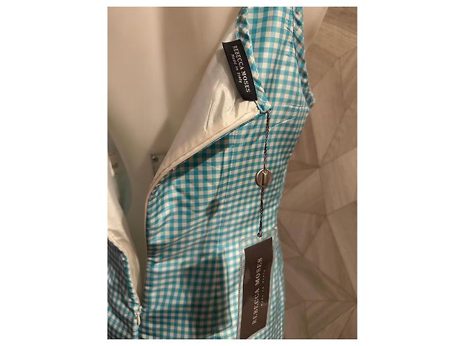 Autre Marque Novo vestido de verão de seda por Rebecca Moses Branco Turquesa - vista 7