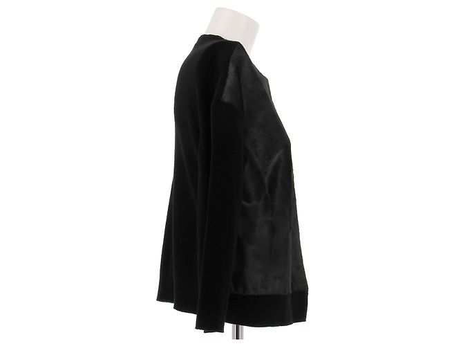 Lanvin Cardigan noir en poulain et en laine - vue 3