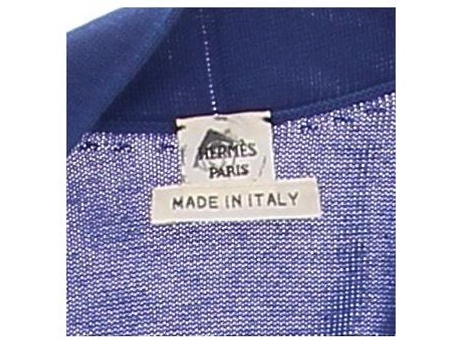 Hermès Cardigan azul de algodão e seda com decote em V - vista 5