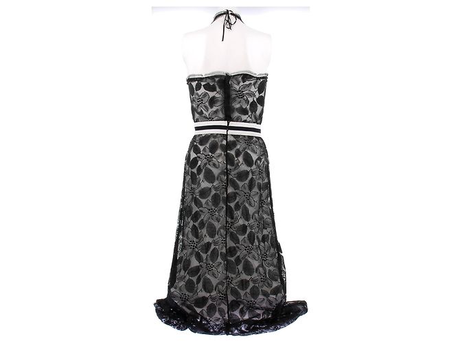Chanel Schwarzes langes Spitzenkleid - Ansicht 2