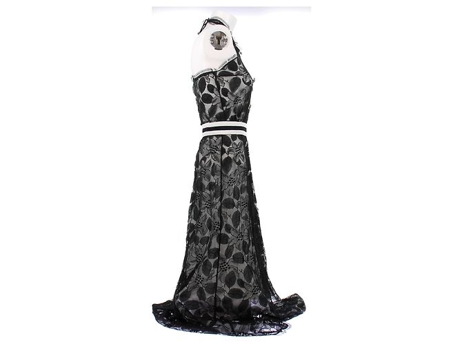 Chanel Schwarzes langes Spitzenkleid - Ansicht 3