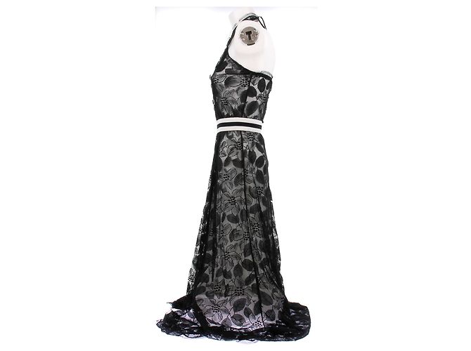 Chanel Schwarzes langes Spitzenkleid - Ansicht 4