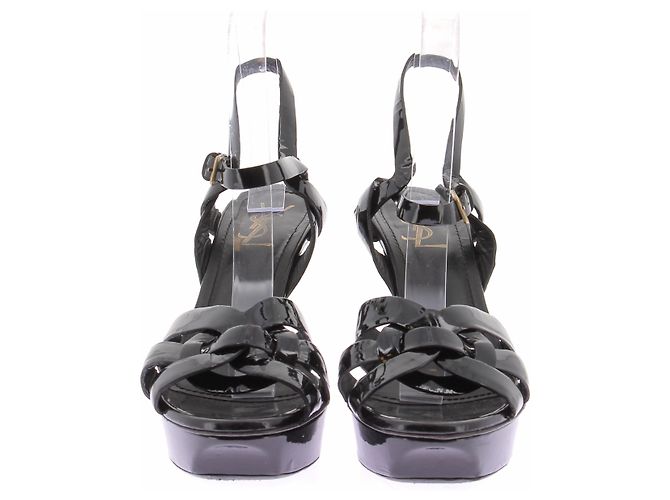 Yves Saint Laurent Schwarze Lackleder-High Heels "Tribute" - Ansicht 4