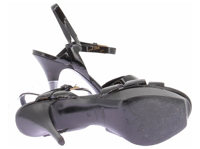 Yves Saint Laurent Schwarze Lackleder-High Heels "Tribute" - Ansicht 7
