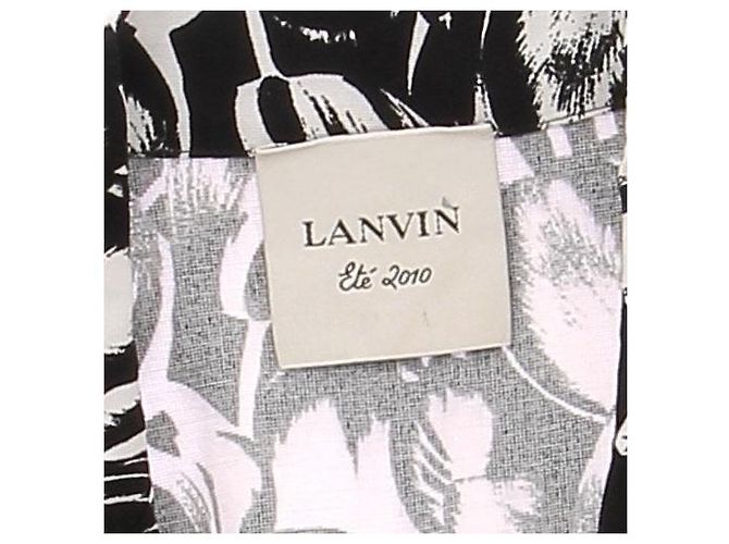Lanvin Chaqueta larga negra y blanca de algodón Negro - vista 5