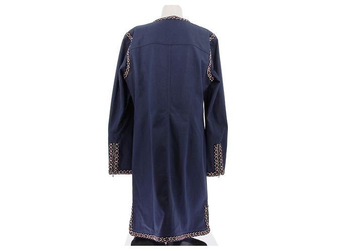 Chanel Lange Jeansjacke mit Baumwollstickereien Blau - Ansicht 2