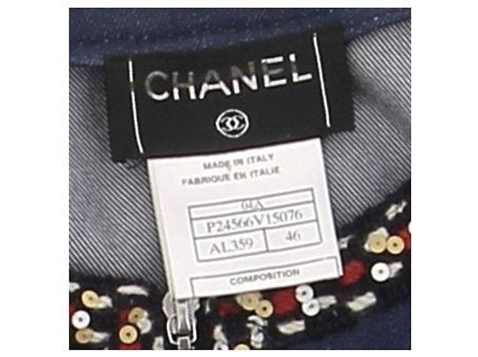Chanel Lange Jeansjacke mit Baumwollstickereien Blau - Ansicht 5