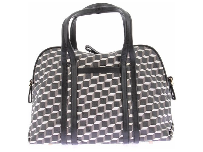 Pierre Hardy Bolsa de couro com cubos de couro e lona Preto - vista 2