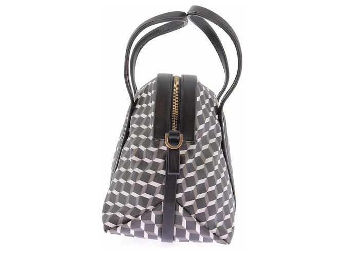 Pierre Hardy Bolsa de couro com cubos de couro e lona Preto - vista 4
