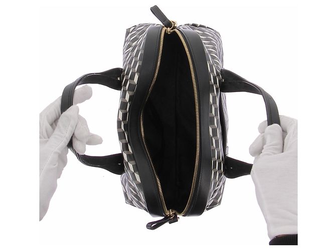 Pierre Hardy Bolsa de couro com cubos de couro e lona Preto - vista 6