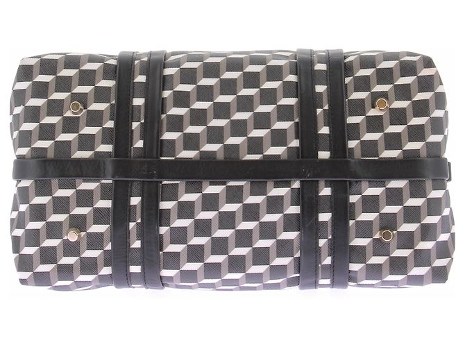 Pierre Hardy Bolsa de couro com cubos de couro e lona Preto - vista 7