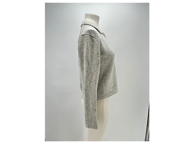 Autre Marque Grau gestrickter Cardigan aus Wolle - Ansicht 3