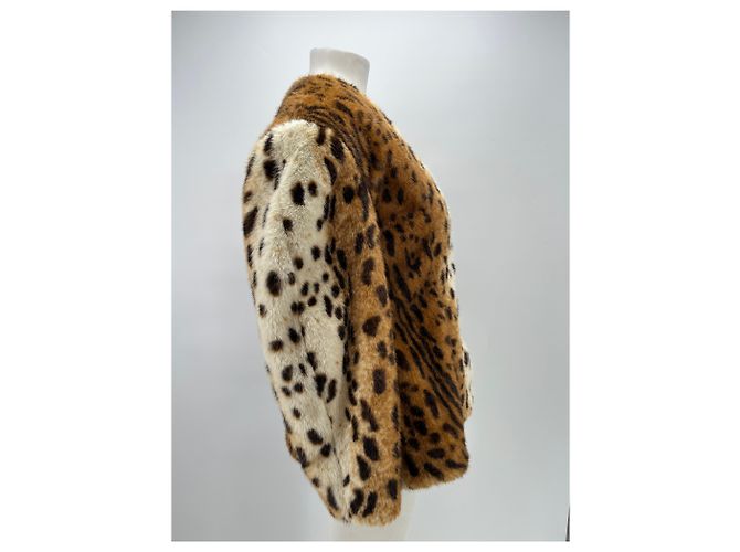 Autre Marque Chaqueta entallada de piel sintética de leopardo Castaño - vista 3
