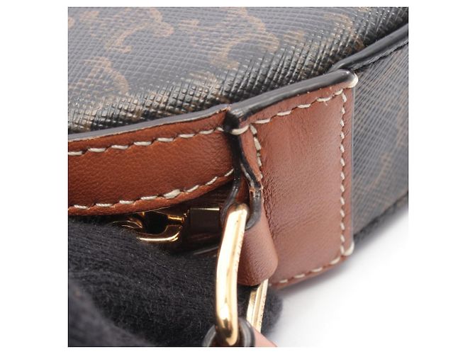 Céline Borsa a spalla rotonda Celine Triomphe Marrone Nero - vista 6