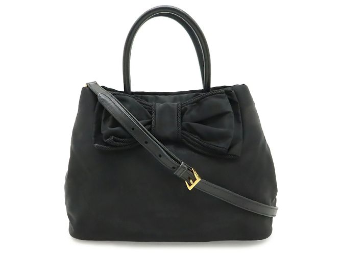 Borsa a mano/borsa a spalla in nastro jacquard PRADA Nero - vista 2