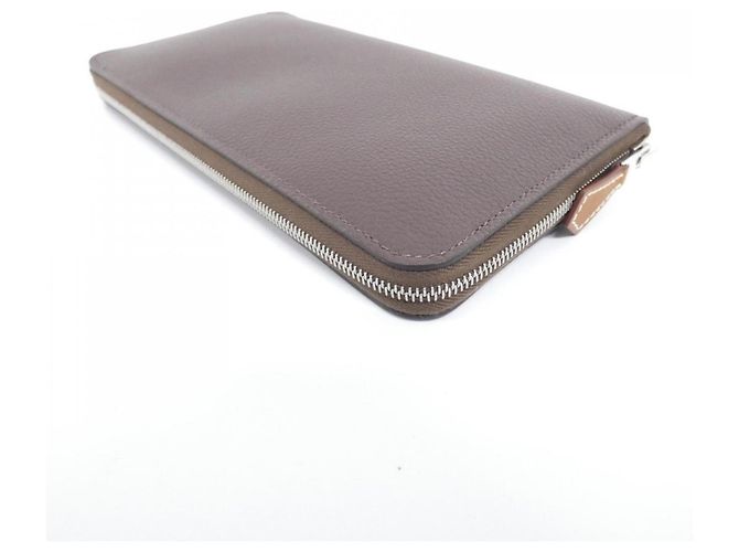 Billetera bi-fold de seda ELECTRIQUE de Hermès Castaño Azul claro - vista 2