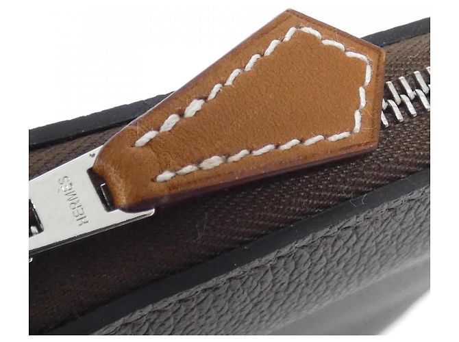 Billetera bi-fold de seda ELECTRIQUE de Hermès Castaño Azul claro - vista 4