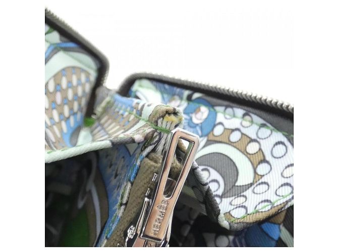Billetera bi-fold de seda ELECTRIQUE de Hermès Castaño Azul claro - vista 7