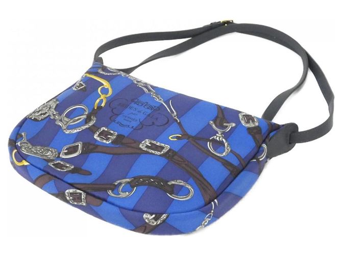 Hermès Brides de Gala Bayadere Sursoy To Go Handtasche Blau Damier ebene - Ansicht 3