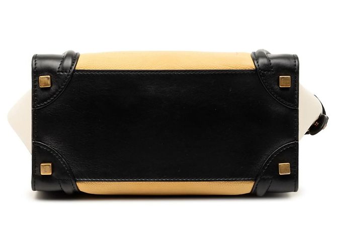 Céline Celine Luggage Micro Shopper Handtasche Schwarz Beige Roh - Ansicht 3
