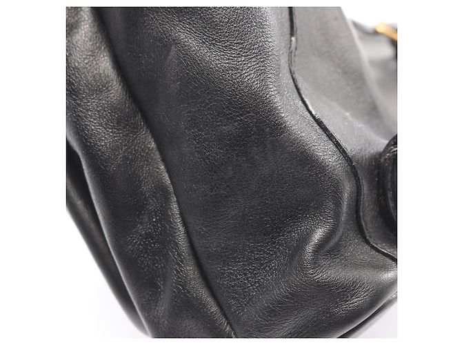 Zaino in pelle nera Gucci Bamboo Nero - vista 11