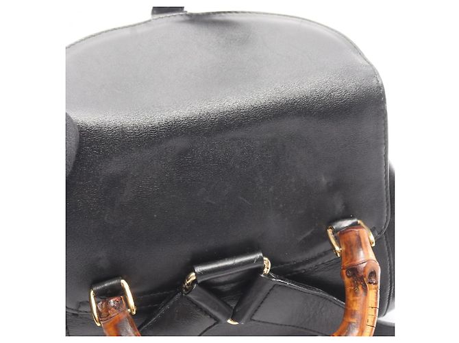 Zaino in pelle nera Gucci Bamboo Nero - vista 5