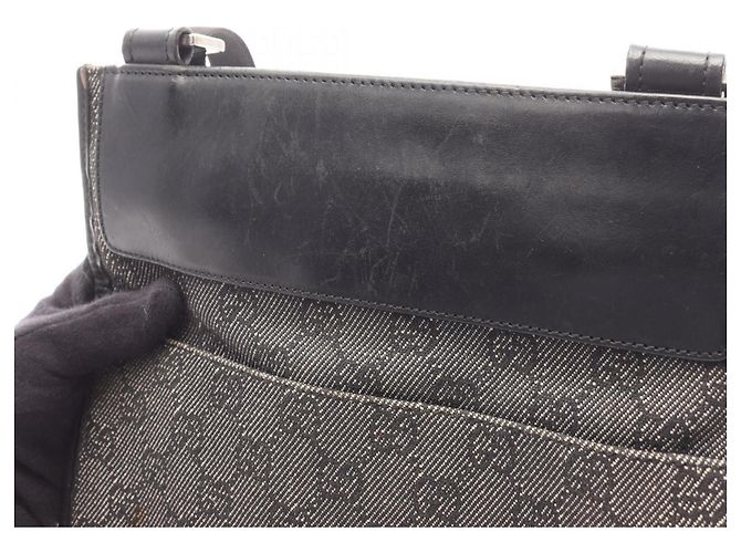Borsa a Spalla in Denim e Pelle GG di Gucci Nero - vista 13