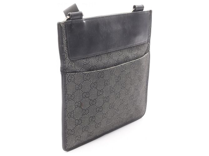 Borsa a Spalla in Denim e Pelle GG di Gucci Nero - vista 2