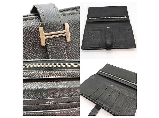 Portafoglio Long Soufflet Bearn di Hermès in Pelle Epsom Grigio Scuro Grigio antracite - vista 3