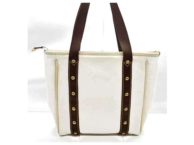 Louis Vuitton Antigua Cabas MM Tasche Braun Weiß Roh - Ansicht 2