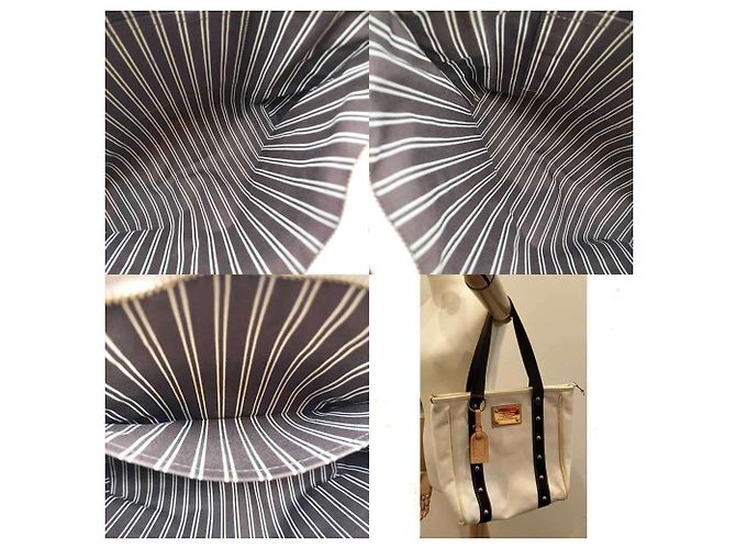 Louis Vuitton Antigua Cabas MM Tasche Braun Weiß Roh - Ansicht 6