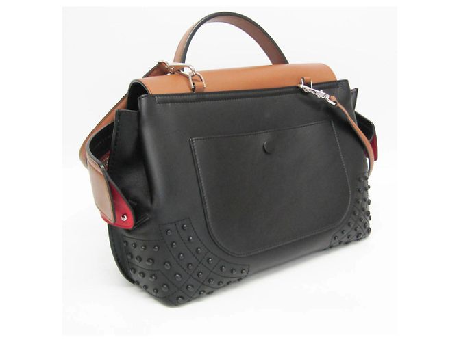 Borsa media in pelle Tod's Wave Marrone Nero - vista 14
