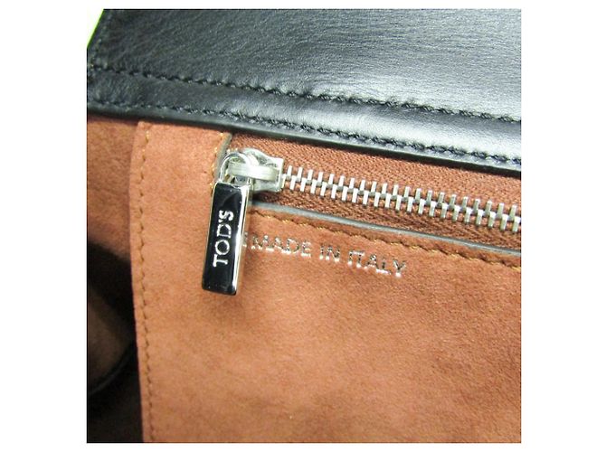 Borsa media in pelle Tod's Wave Marrone Nero - vista 19