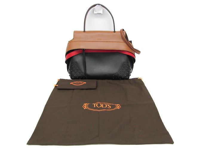 Borsa media in pelle Tod's Wave Marrone Nero - vista 2