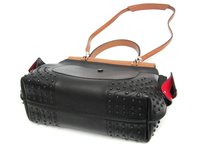 Borsa media in pelle Tod's Wave Marrone Nero - vista 3