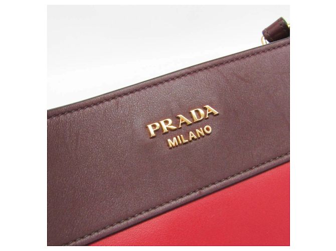 Borsa a spalla in pelle da donna Prada Bibliothèque 1BC034 Rosso Bordò - vista 10