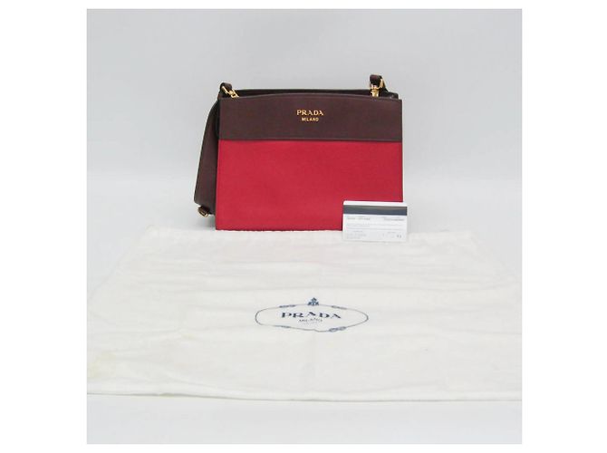 Borsa a spalla in pelle da donna Prada Bibliothèque 1BC034 Rosso Bordò - vista 2