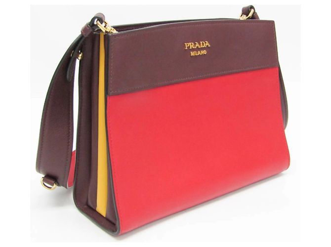 Borsa a spalla in pelle da donna Prada Bibliothèque 1BC034 Rosso Bordò - vista 9