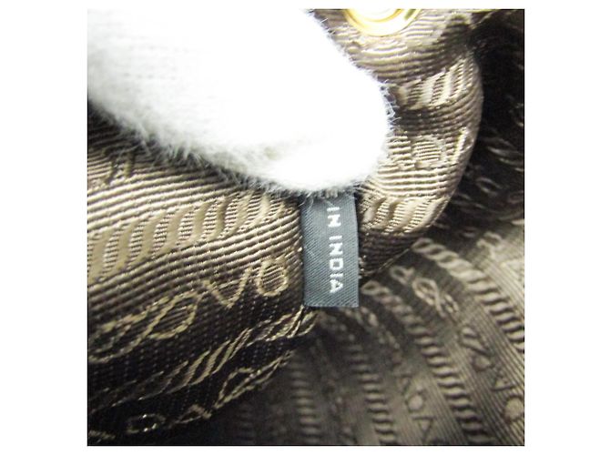 Borsa a sacco in jacquard con logo Prada Marrone Marrone scuro - vista 15