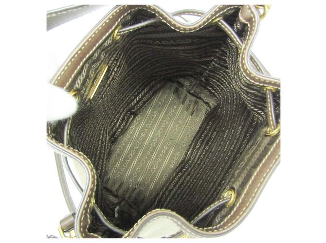 Borsa a sacco in jacquard con logo Prada Marrone Marrone scuro - vista 3