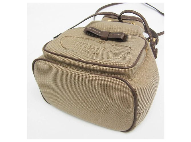 Borsa a sacco in jacquard con logo Prada Marrone Marrone scuro - vista 6