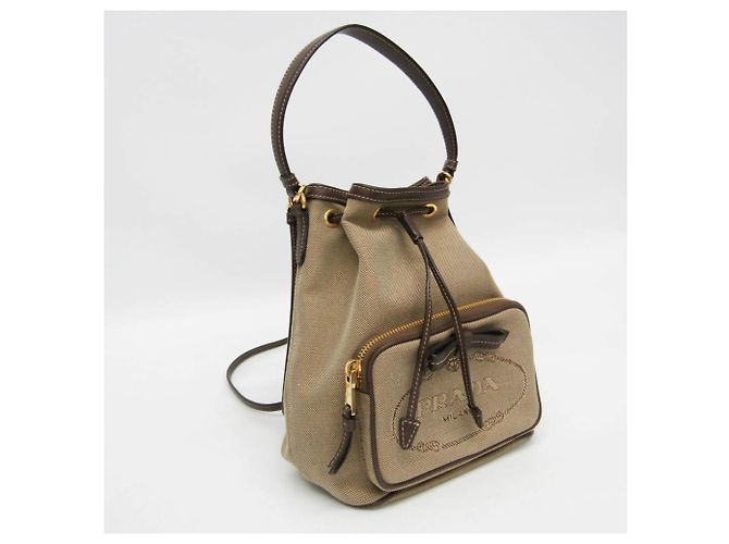 Borsa a sacco in jacquard con logo Prada Marrone Marrone scuro - vista 8
