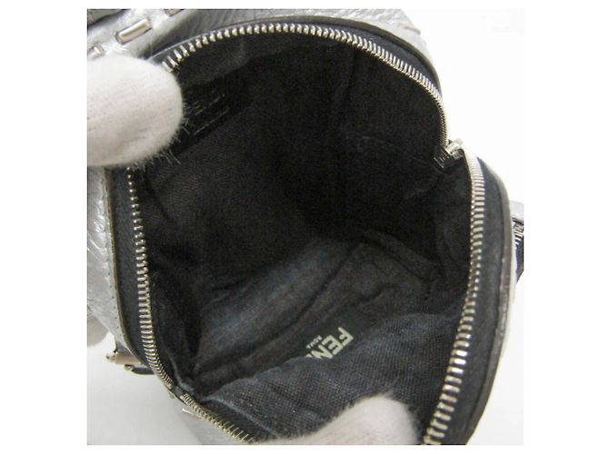 Fendi Selleria Lederpouch mit Schlüsselring Silber - Ansicht 3