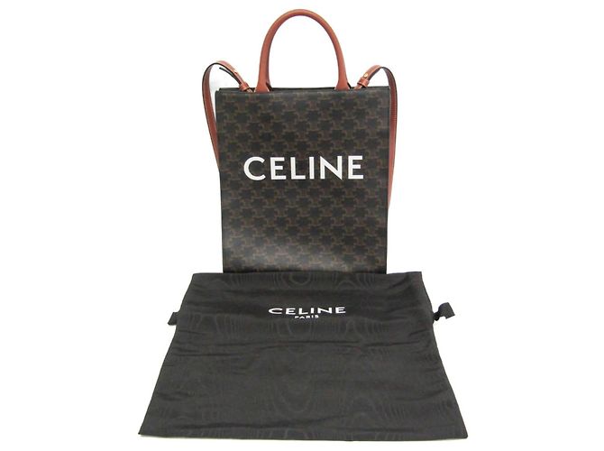 Céline Celine Vertikaler Cabas Triomphe Schultertasche Braun Dunkelbraun - Ansicht 2