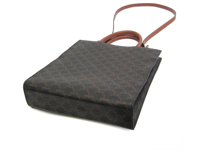 Céline Celine Vertikaler Cabas Triomphe Schultertasche Braun Dunkelbraun - Ansicht 3
