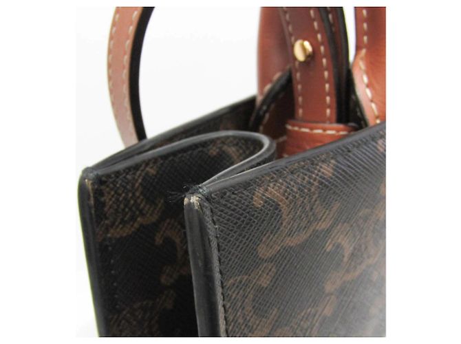 Céline Celine Vertikaler Cabas Triomphe Schultertasche Braun Dunkelbraun - Ansicht 7