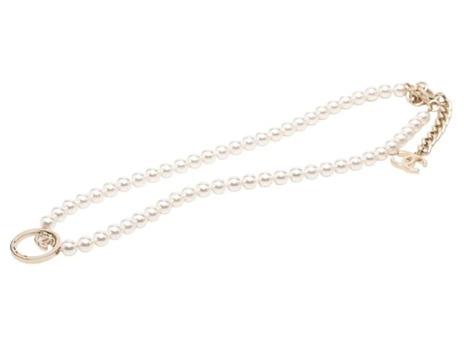 Chanel Coco Mark Perlenkette Weiß Golden - Ansicht 2